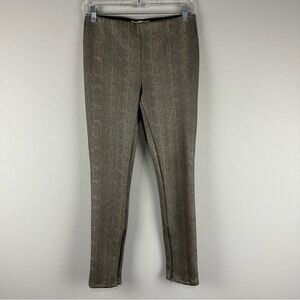 Anthropologie Green Gray Snake Print Pull On Skinny Zip Ankle Pants Size 27